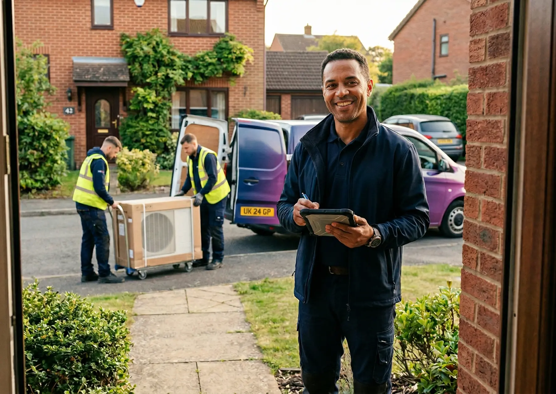 Person in kitchen viewing app on mobile phone