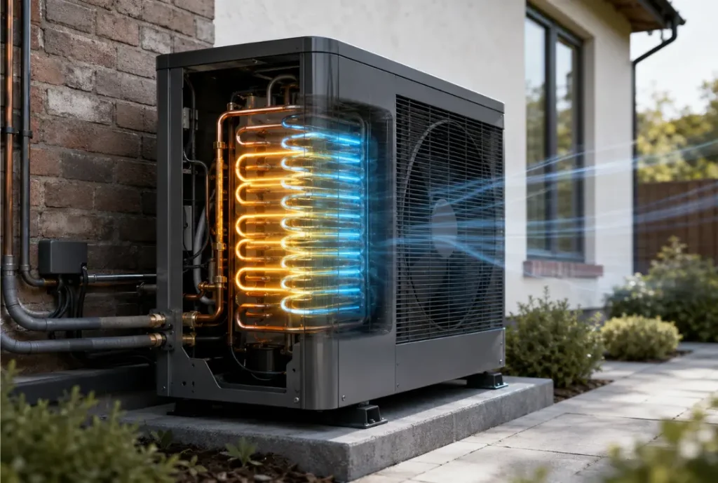 How Air source heat pump word in detail: Step 2 The Refrigerant Absorbs Heat