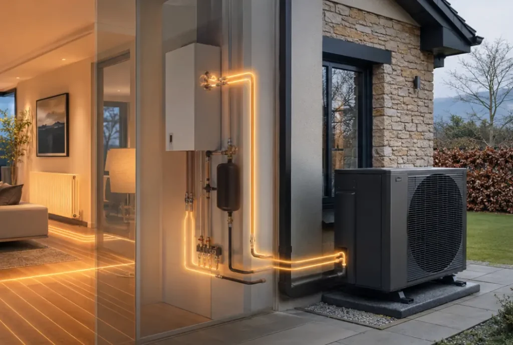 How Air source heat pump word in detail: Step 4 Heat Is Transferred into Your Heating System