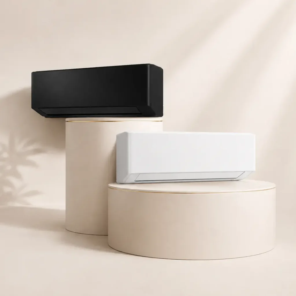 Bosch Climate 7000i black air conditioning unit installed in a modern UK home